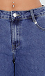 Blauwe Cargo Barrel Jeans met Opgestikte Zakken