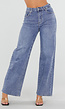 Blauwe Wide Leg Jeans met Ster Achterzak en Lichte Stretch