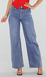 Blauwe Wide Leg Jeans met Ster Achterzak en Lichte Stretch