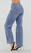 Blauwe Wide Leg Jeans met Ster Achterzak en Lichte Stretch
