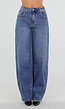 Blauwe Barrel Jeans met Hoge Taille en Lichte Stretch