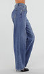 Blauwe Barrel Jeans met Hoge Taille en Lichte Stretch