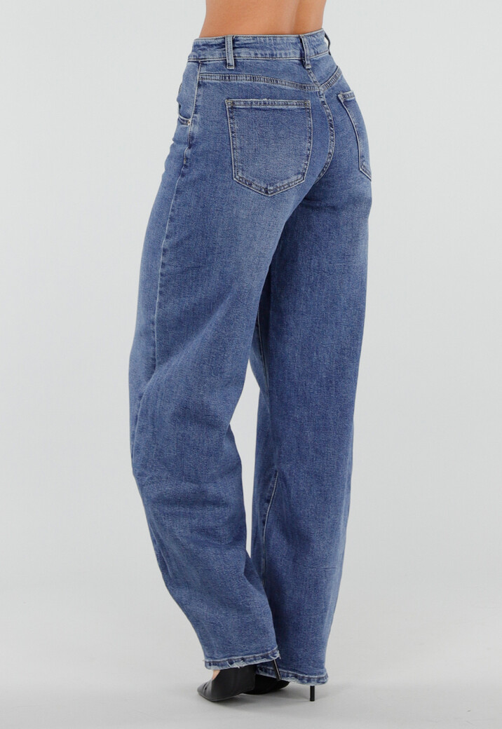 Blauwe Barrel Jeans met Hoge Taille en Lichte Stretch