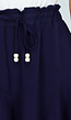 Donkerblauwe Ruffle Skort met Elastische Taille en Strikkoord