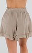 Beige Ruffle Skort met Elastische Taille en Strikkoord