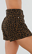Bruine Leopard Skort met Lichte Stretch
