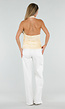 Gele Satijnen Halter Top met Overslag en Asymmetrische Zoom