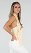 Gele Satijnen Halter Top met Overslag en Asymmetrische Zoom
