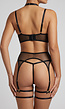 Zwarte Lingerie Set met Choker, Jarretelgordel en Dijbanden