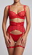 Rode Kanten Lingerie Set met Jarretelgordel en String