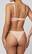 Zalmroze Mesh Lingerie Set met Beugel Bh Voor Dames