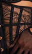 Zwart Kanten Lingerie Set met Korset en Jarretels