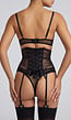 Zwart Kanten Lingerie Set met Korset en Jarretels