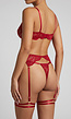 Rode Kanten Lingerie Set met Jarretelgordel En Beugel BH