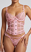 Roze Lingerie Set met Taille Korset En Beugel BH