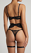 Zwarte Kanten Lingerie Set met Jarretelgordel En Beugel BH