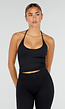 Zwarte Sportset met Halter Top, Flared Legging en Uitneembare Pads