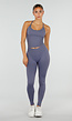 Blauwe Sportset met Halter Top, Legging, Uitneembare Pads en Scrunchdetail