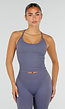 Blauwe Sportset met Halter Top, Legging, Uitneembare Pads en Scrunchdetail