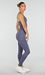 Blauwe Sportset met Halter Top, Legging, Uitneembare Pads en Scrunchdetail