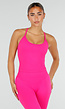 Fuchsia Sportset met Halter Top, Legging, Uitneembare Pads en Scrunchdetail