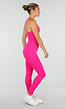 Fuchsia Sportset met Halter Top, Legging, Uitneembare Pads en Scrunchdetail