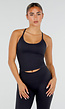 Zwarte Sportset met Halter Top, Legging, Uitneembare Pads en Scrunchdetail