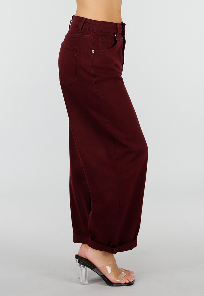 Bordeaux Barrel Jeans met Hoge Taille