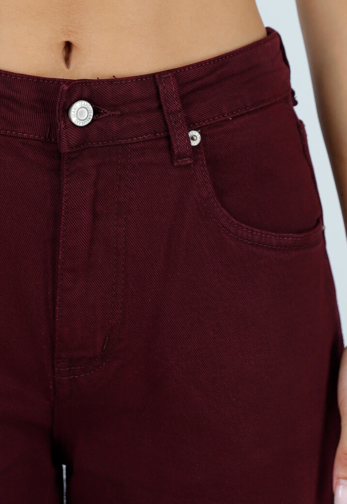 Bordeaux Barrel Jeans met Hoge Taille