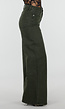 Donkergroene Wide Leg Jeans met Hoge Taille en Lichte Stretch