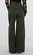 Donkergroene Wide Leg Jeans met Hoge Taille en Lichte Stretch