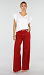 Rode Wide Leg Jeans met Hoge Taille en Lichte Stretch