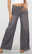 Grijze Wide Leg Jeans met Zebraprint en Lichte Stretch