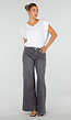 Grijze Wide Leg Jeans met Zebraprint en Lichte Stretch