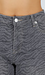 Grijze Wide Leg Jeans met Zebraprint en Lichte Stretch