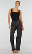 Grijze Straight Leg Jeans met Panterprint en Lichte Stretch