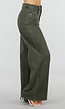 Olijfgroene Wide Leg Jeans met Hoge Taille en Lichte Stretch