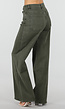 Olijfgroene Wide Leg Jeans met Hoge Taille en Lichte Stretch