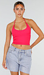 Roze Halter Sport Top met Verstelbaar Halterbandje, Uitneembare Pads en Stretch