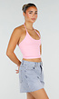 Roze Halter Sport Top met Verstelbaar Halterbandje, Uitneembare Pads en Stretch