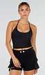 Zwarte Halter Sport Top met Verstelbaar Halterbandje, Uitneembare Pads en Stretch