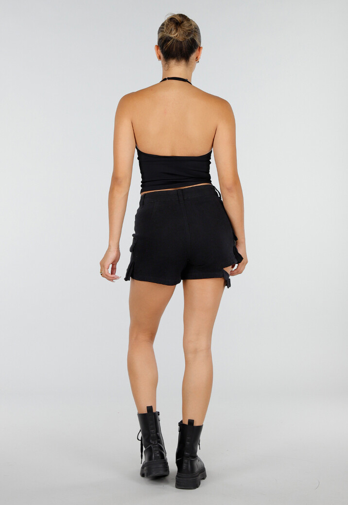 Zwarte Halter Sport Top met Verstelbaar Halterbandje, Uitneembare Pads en Stretch
