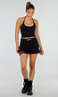 Zwarte Halter Sport Top met Verstelbaar Halterbandje, Uitneembare Pads en Stretch