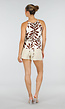 Beige Halter Top met Bladerenprint en Striksluiting op de Rug
