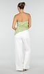 Olijfgroene Strapless Top met Pailletten, Bloemenpatroon en Blinde Rits