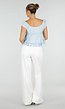 Lichtblauwe Blouse met Kant, Ruches en Knoopsluiting