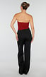 Bordeauxrode Strapless Fringe Top met Stretch
