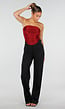 Bordeauxrode Strapless Fringe Top met Stretch