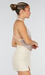 Champagne Halter Fringe Top met Verstelbare Rugsluiting