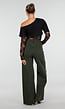 Zwarte One Shoulder Body met Kant en Drukknoopsluiting